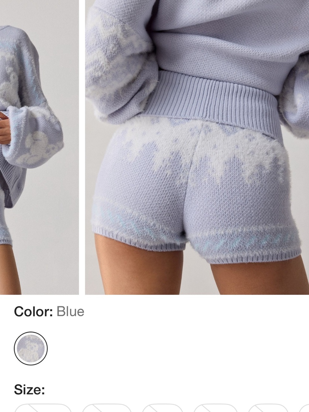 Urban Outfitters Light Blue Fuzzy Knit Athletic Lounge Shorts